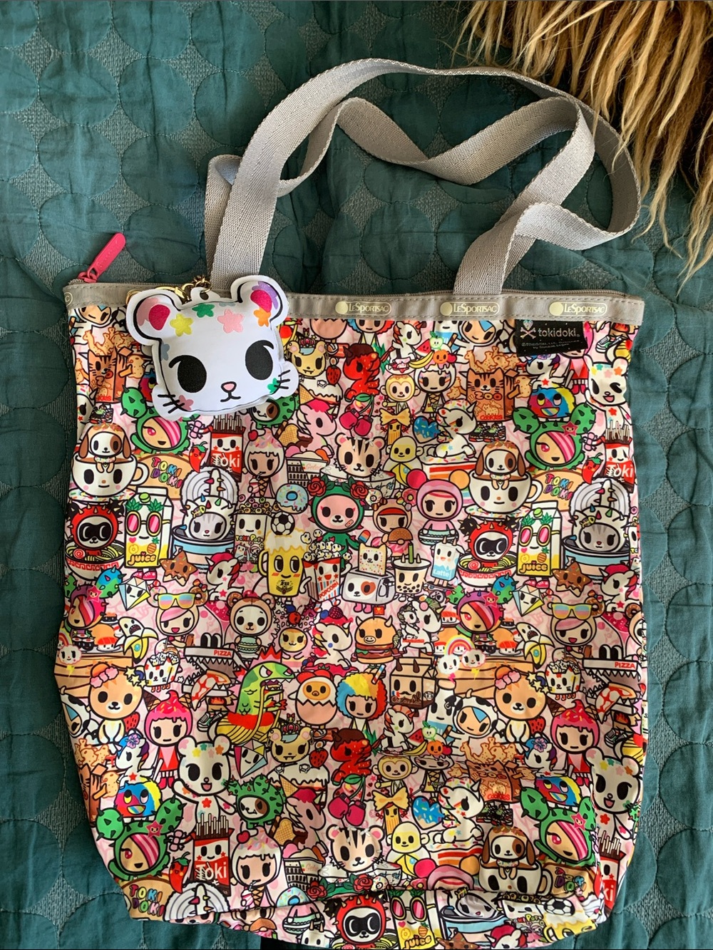 tokidoki Multicolor Character Print Tote with Beige Straps #lesportsac